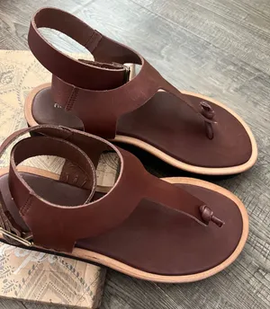 Free People Evie Wrap Coconut Shell Brown Leather T-Strap Sandals thumbnail 1