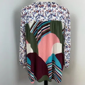 Anthropologie One September Boho Floral Abstract Mixed Media Caia Blouse Medium thumbnail 4