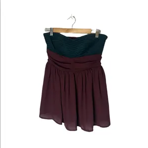 Maeve Anthropologie Maroon Black Strapless Blouse thumbnail 5