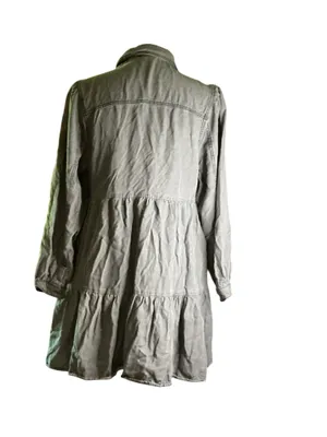 Serra Gray Acid Wash Tiered Button-Down Shirt Dress - Size M thumbnail 2