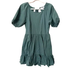 PETER‎ SOM Ruffled Puff Sleeve Mini Dress Sz 6 thumbnail 3
