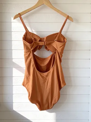 Aerie Swimsuit Copper Halter Knot Cutout One Piece Swimsuit Size Large thumbnail 3