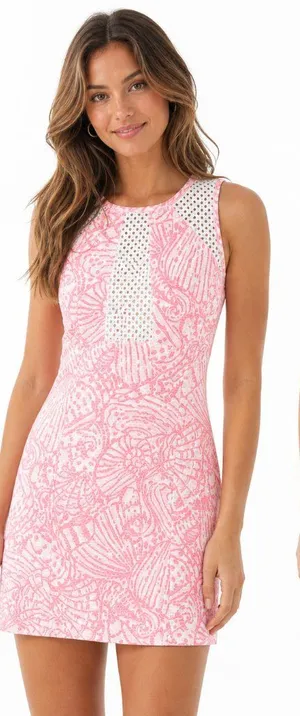 Lilly Pulitzer Kaylee Shift Dress Hubba‎ Bubba Sea Cups Pink Size 8 thumbnail 1