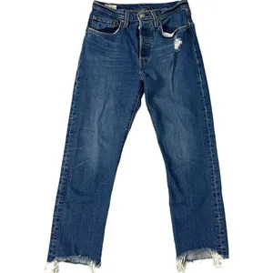 Levi's 501 Premium Crop Jeans in Charleston Fun Size 27 Big E Distressed Raw Hem thumbnail 8