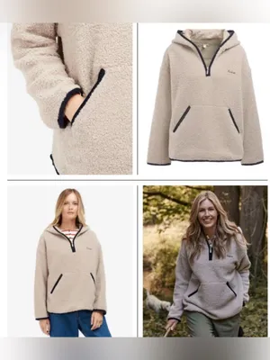 Barbour Explorer Castanesa Fleece cream oatmeal Hooded Quarter Zip Women’s thumbnail 2