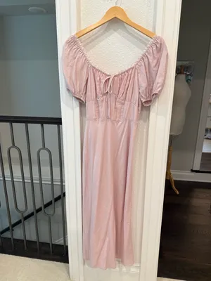 NWT le lis Collection Blush Pink Puff Sleeve Midi Dress Small thumbnail 2
