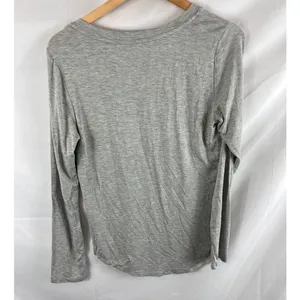 Nordstrom Heather Grey V Neck Long Sleeve Shirt S thumbnail 5