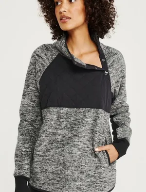 Asymmetrical Snap Up Fleece Grey Abercrombie thumbnail 1