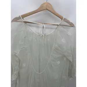 Bikini‎ Lab Women White Sheer Lace Embroidered Tie Back Swim Cover-Up Large thumbnail 5
