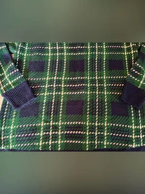 Women’s crown & ivy Green and Navy Plaid Crewneck Sweater Ties in Back Size M thumbnail 6