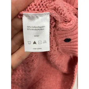 Venus Sweater‎ Women Medium Pink Textured Side Button Crew Neck thumbnail 6