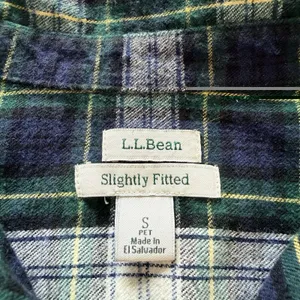 LL Bean Scotch Plaid Flannel Cotton Button Up Shirt Slightly Fitted SMALL PETITE thumbnail 8