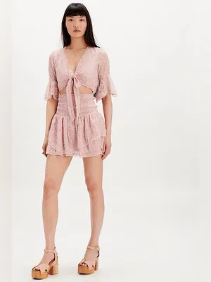 Free People Lala Lace Mini Dress Pink Dawn Size S NWT thumbnail 6