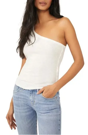 Free People NWT One Way or Another White One-Shoulder Tank Top. Size Medium thumbnail 7