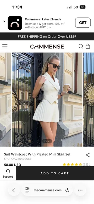 Commence Suit Waistcoat With Pleated Mini Skirt Set thumbnail 3