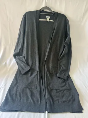 Duluth Open Front Fly Away Long Sleeve Cardigan Sweater Loose Slouchy Pockets L thumbnail 1