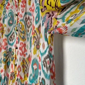 Anthropologie Maureen Babydoll Tunic Blouse Sheer Multicolor Floral Paisley M thumbnail 10