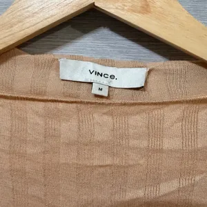 Vince Womens Ribbed Boat Neck Long Sleeve Top Peach Nude Slim Fit Size M thumbnail 4