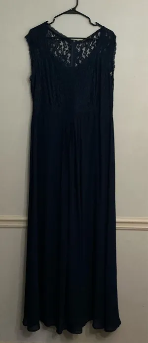 Miusol Women's Navy Blue Lace Cap Sleeve Maxi Evening Dress. 3XL thumbnail 1