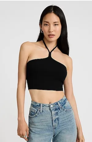 New With Tags Express Black Fitted Ribbed Crop Tank Size L  thumbnail 1