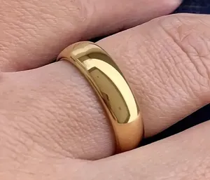 Stainless Steel Gold Plated Modern Minimalist 4mm Band Size 9 thumbnail 2