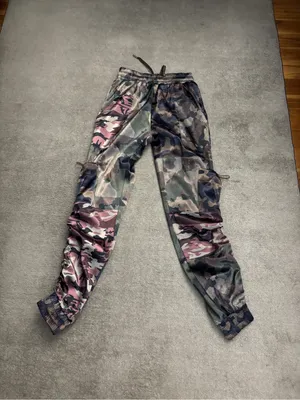Maniere De Voir Patchwork Camo Print Cargo Drawstring Satin Jogger’s Women’s thumbnail 3