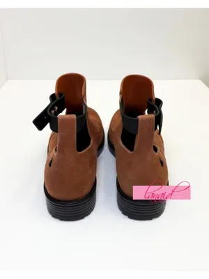 Melissa Antares II Boots Brown Low Cut-Out Suede Buckles Ankle Flat Booties 7 thumbnail 9