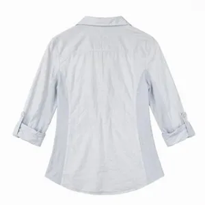 Light Blue Pinstripe Button Up Shirt Roll Sleeve Relaxed Fit Coastal Casual L thumbnail 3