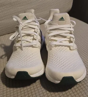 adidas Cream Knit Sneakers with Green Accents thumbnail 1
