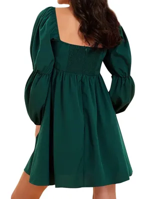 Exlura Emerald Green Silk Amazon Mini Dress thumbnail 2
