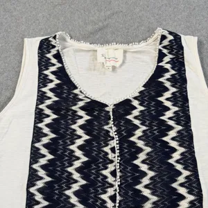 Two by Vince Camuto Women's XL White Lace Zigzag Pom Pom Trim Tank Top thumbnail 3