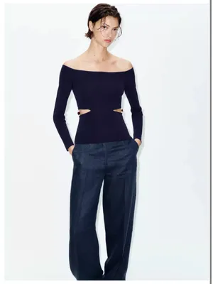 Zara beaded cut out top. Fits S. thumbnail 5