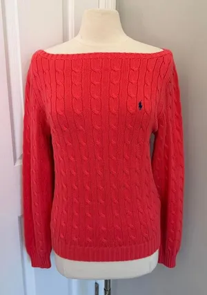 Orange Ralph Lauren‎ Boat Neck Cable Knit Sweater thumbnail 1