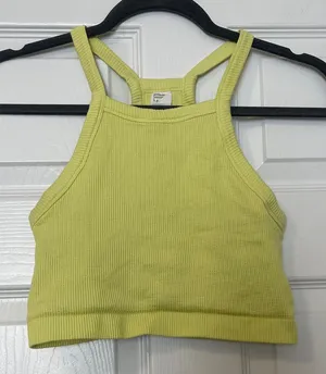 Fabletics Green Ribbed Crop Tank Top thumbnail 1