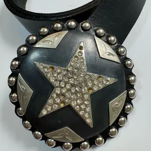 Vintage Cowboy Decor Lonestar Stud Leather Belt Rhinestone Buckle 36 Studded thumbnail 10