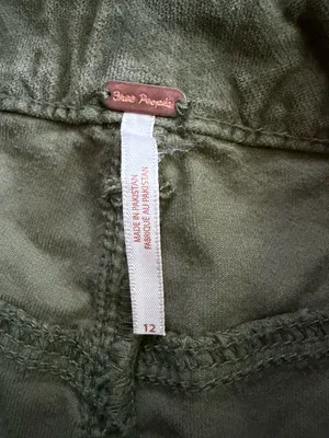 FREE PEOPLE High Time Velvet Kick Flare Pants Chive Green Size 12 NWT thumbnail 7