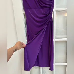 Lauren Ralph Lauren Knee Length Purple Draped Faux Wrap Midi Dress Size 2 XS thumbnail 3