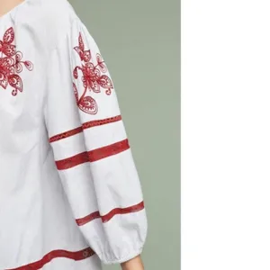 Anthropologie velvet by graham & Spencer Ola embroidered peasant top‎ Sz M thumbnail 5