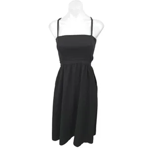 Aritzia Wilfred Women's Black Smocked Sleeveless Cami A Line Mini Dress Size S thumbnail 2