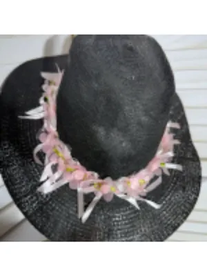Handcrafted Cowboy Hat Floral Applique Black OS thumbnail 8