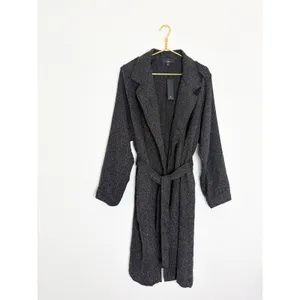 NWT Lulus Prepped Perfection Black White Tweed Trench Coat Size XL Quiet Luxury thumbnail 4
