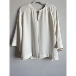 Ann Taylor Women's Wide Dolman Sleeves Ivory Top Blouse Size Large Casual Office thumbnail 3