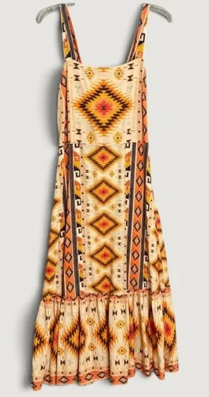 Never Fully Dressed Aztec Tribal Print Maxi Dress Boho Festival UK 12 / US 10 thumbnail 1