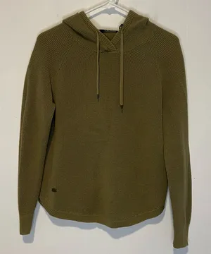 Lauren Ralph Lauren Waffle Knit Hooded Olive Green Long Sleeve Pullover A2 thumbnail 1