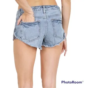 Free People Irreplaceable Distressed Jean Shorts thumbnail 3
