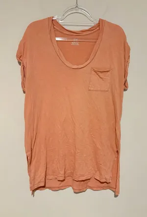 Aerie Oversized Short Sleeve Long Line Tunic Pocket Tee orange XS thumbnail 1