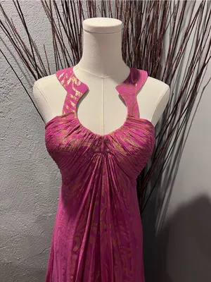 🌺Aiden Mattox Pink And Gold Grecian Maxi Dress Size 10🌺 thumbnail 2