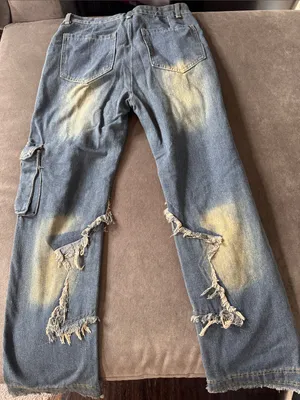 Women’s Streetwear Y2K Blue Denim Jeans Star Design Baggy Wide Leg Size 28 NEW thumbnail 8