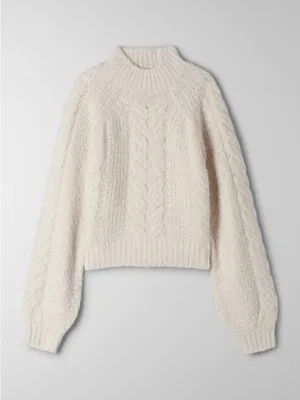 Aritzia Sunday Best Melly Alpaca Wool Cable Knit Sweater – Heather Oatmeal – S thumbnail 1