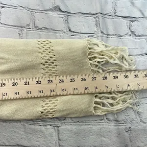 Wild Pearl Open Cardigan with fringe boho cotton crochet design Large cream thumbnail 14